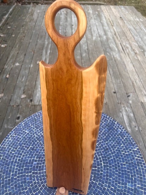 Long Rustic Cherry Wood Board with Sap Wood and Live Edge - Chefdude Boards