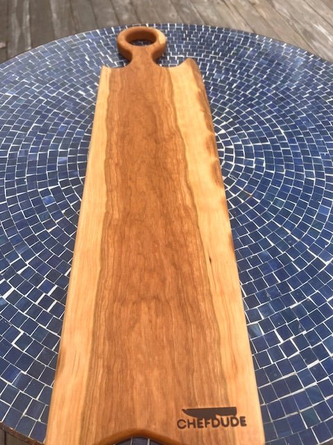 Long Rustic Cherry Wood Board with Sap Wood and Live Edge - Chefdude Boards