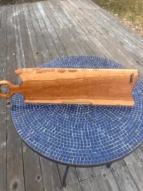 Long Rustic Cherry Wood Board with Sap Wood and Live Edge - Chefdude Boards