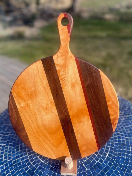 Modern Boule Board - Figured Maple, Walnut & Padauk - Chefdude Boards