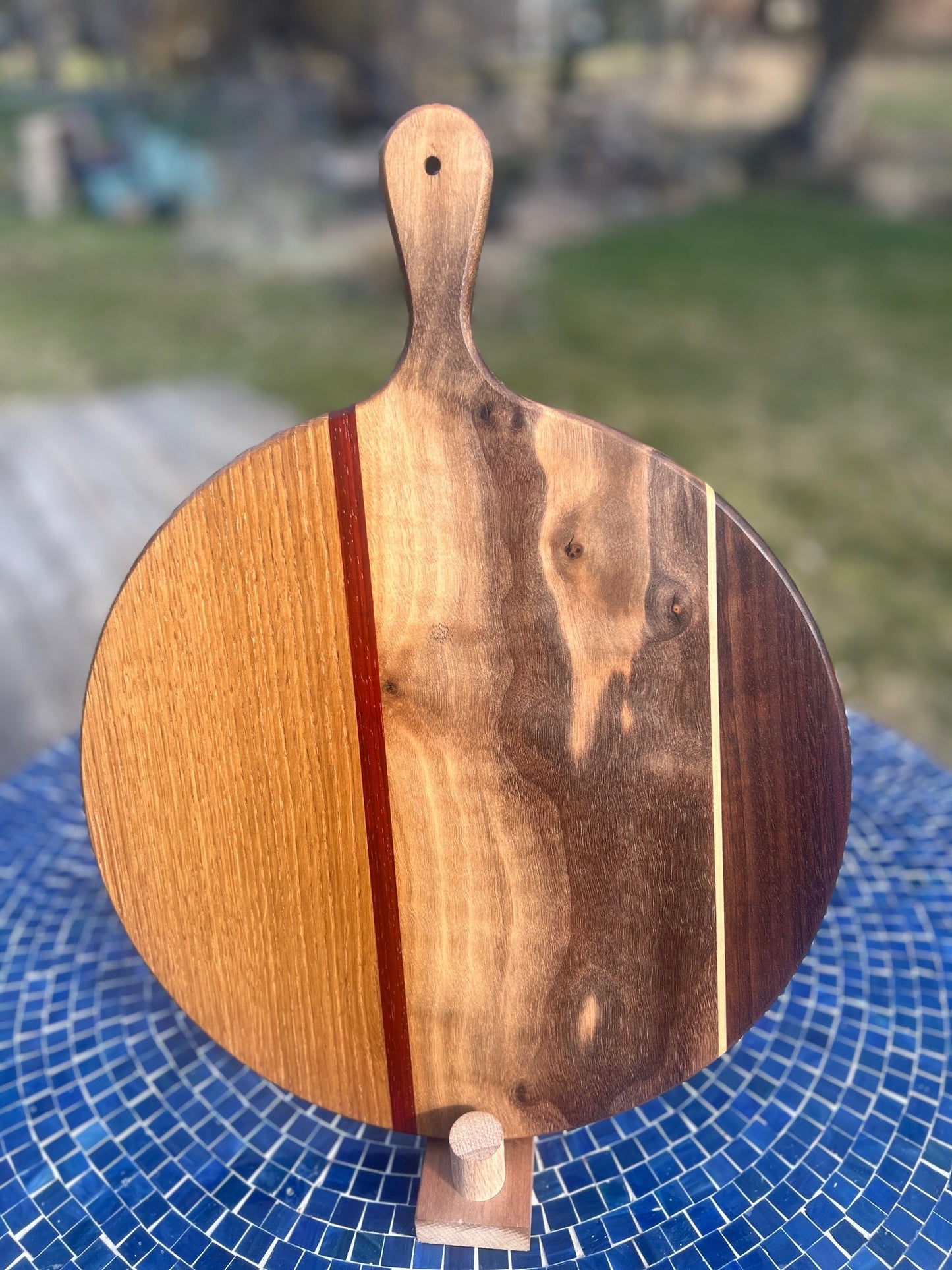 Modern Boule Board - Figured Walnut, White Oak and Padauk - Chefdude Boards