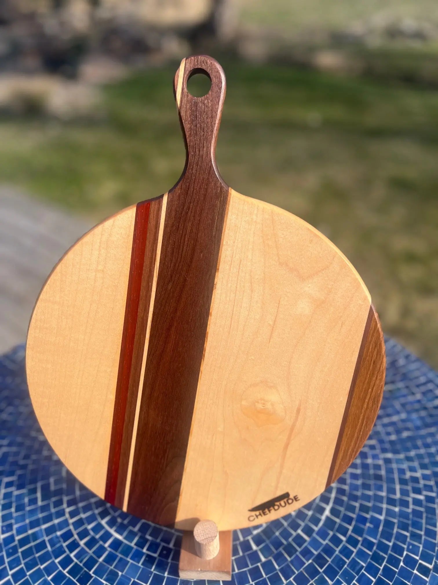 Modern Boule Board - Maple, White Oak & Padauk - Chefdude Boards