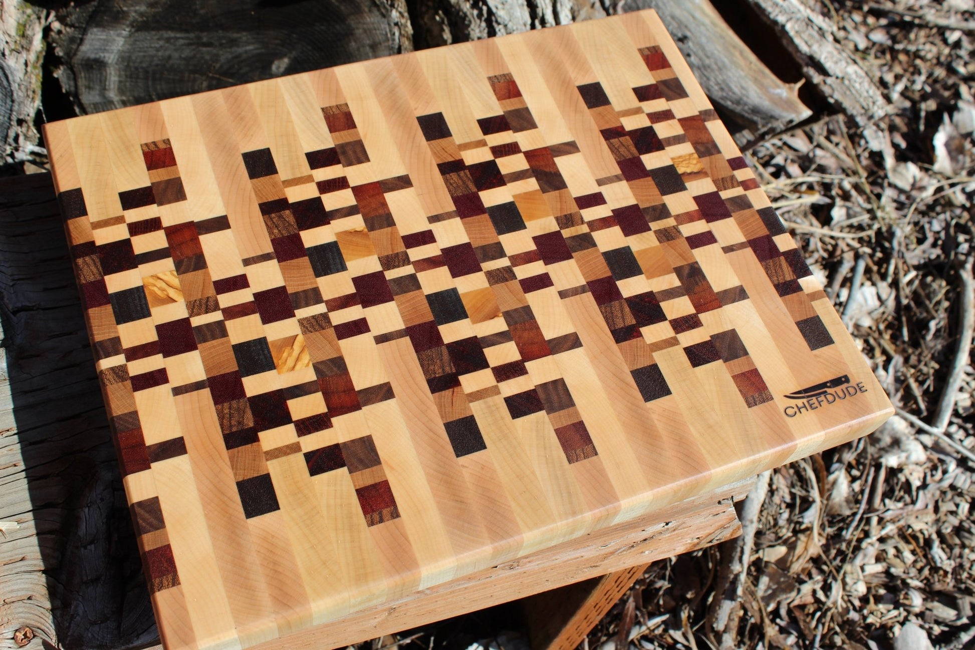 Nine - Wood Handcrafted Mosaic Cutting Board - Large - Chefdude Boards