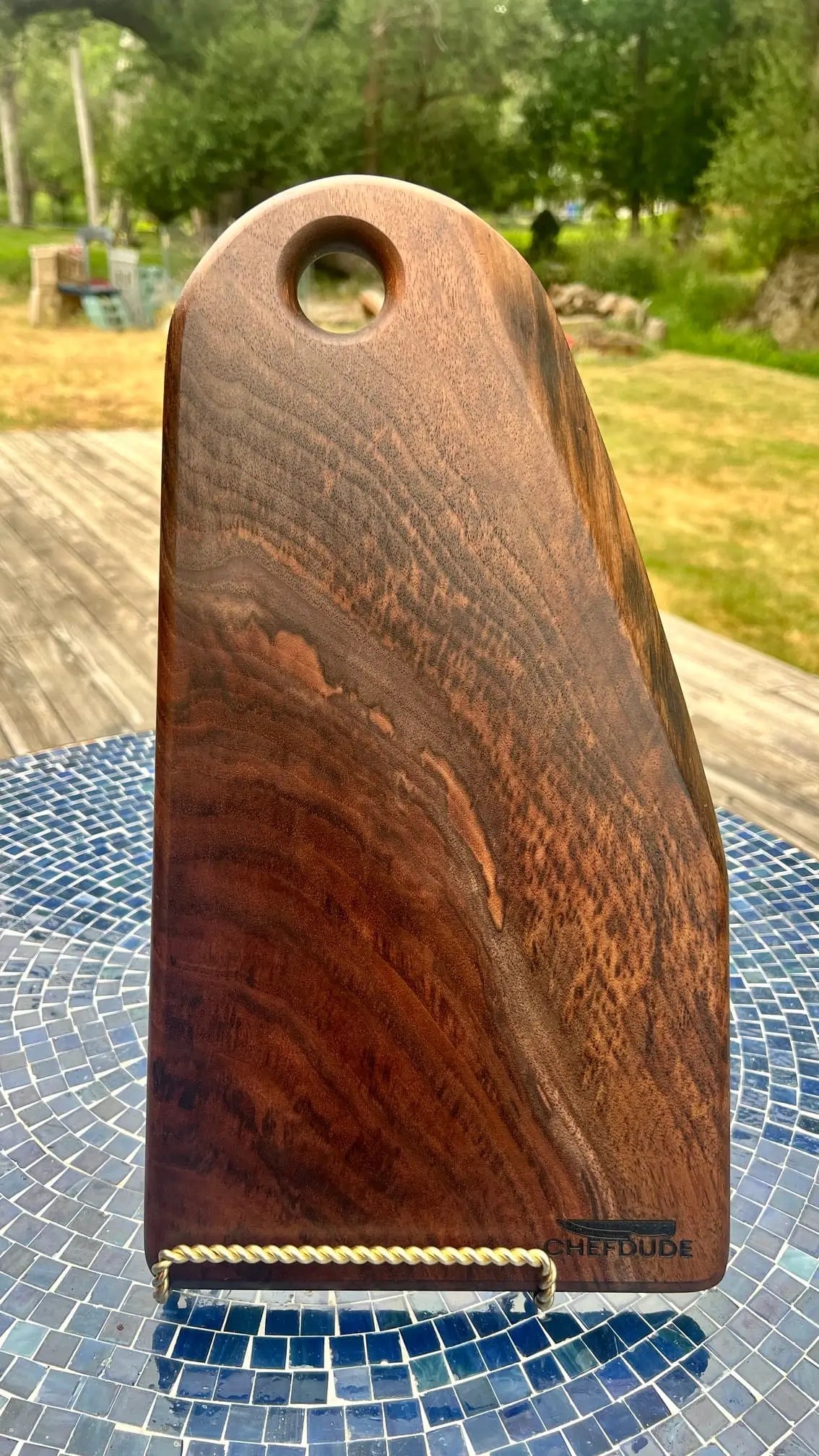 Oregon Black Walnut Serving Board with Rounded Top - Chefdude Boards