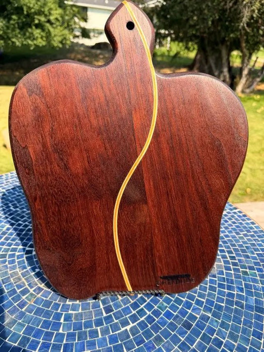 Peruvian Walnut Apple Board with Woven Maple & Osage Orange Accent - Chefdude Boards