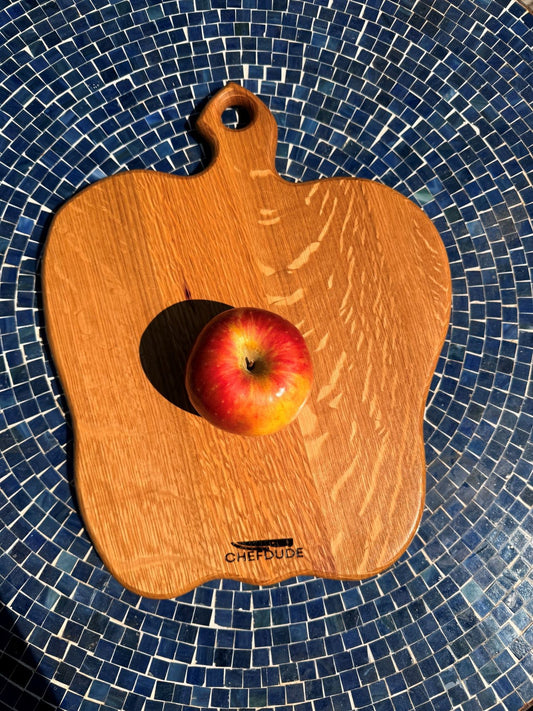 Reclaimed Wine Barrel Apple Serving Board – White Oak - Chefdude Boards