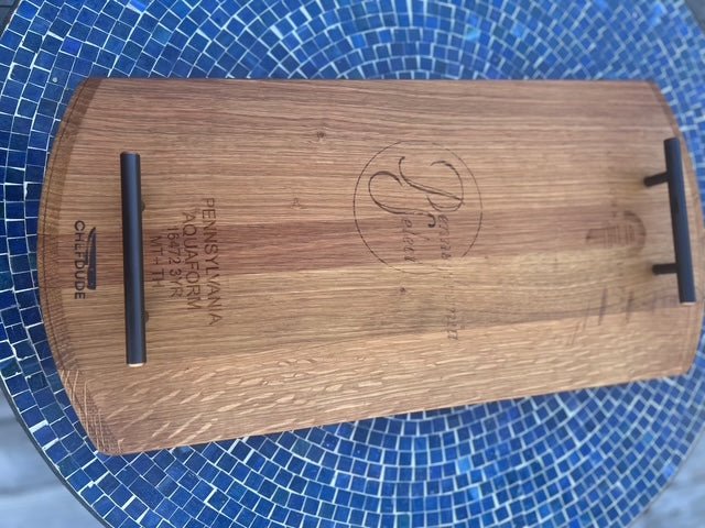 Reclaimed Wine Barrel Head Serving Tray - Chefdude Boards