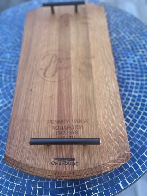 Reclaimed Wine Barrel Head Serving Tray - Chefdude Boards
