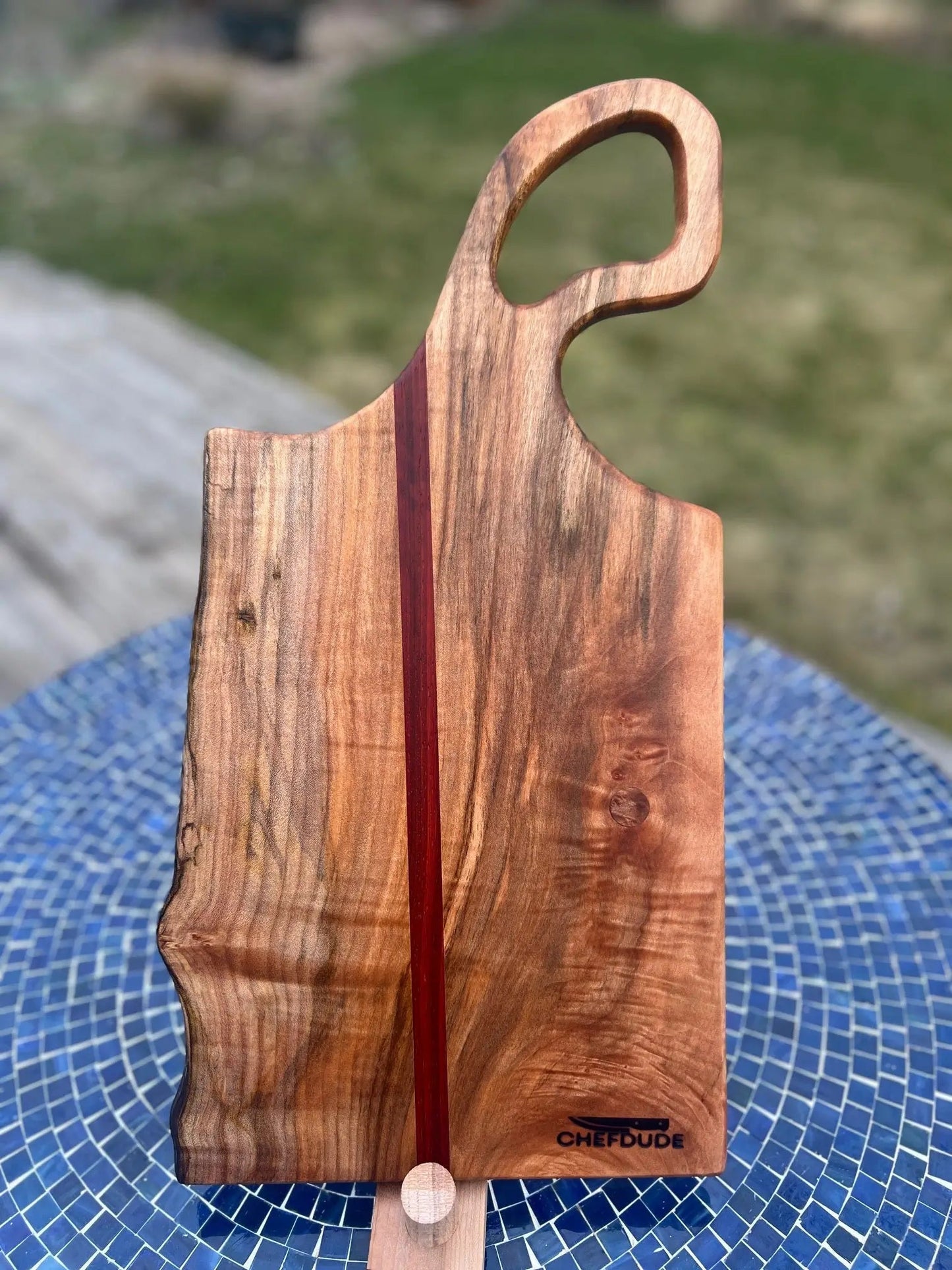 Redline 3 - Spalted Maple and Padauk with Live Edge - Chefdude Boards
