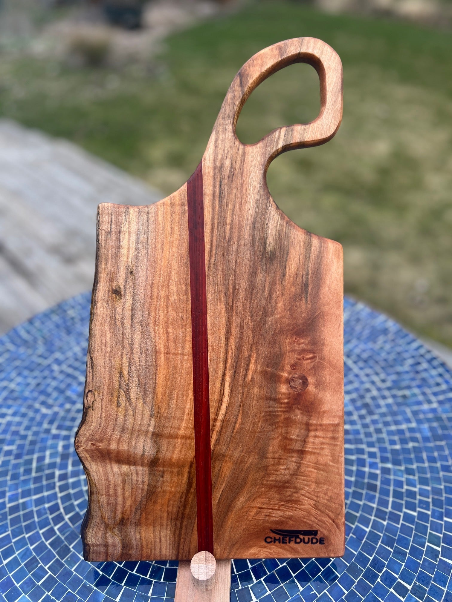 Redline 3 - Spalted Maple and Padauk with Live Edge - Chefdude Boards
