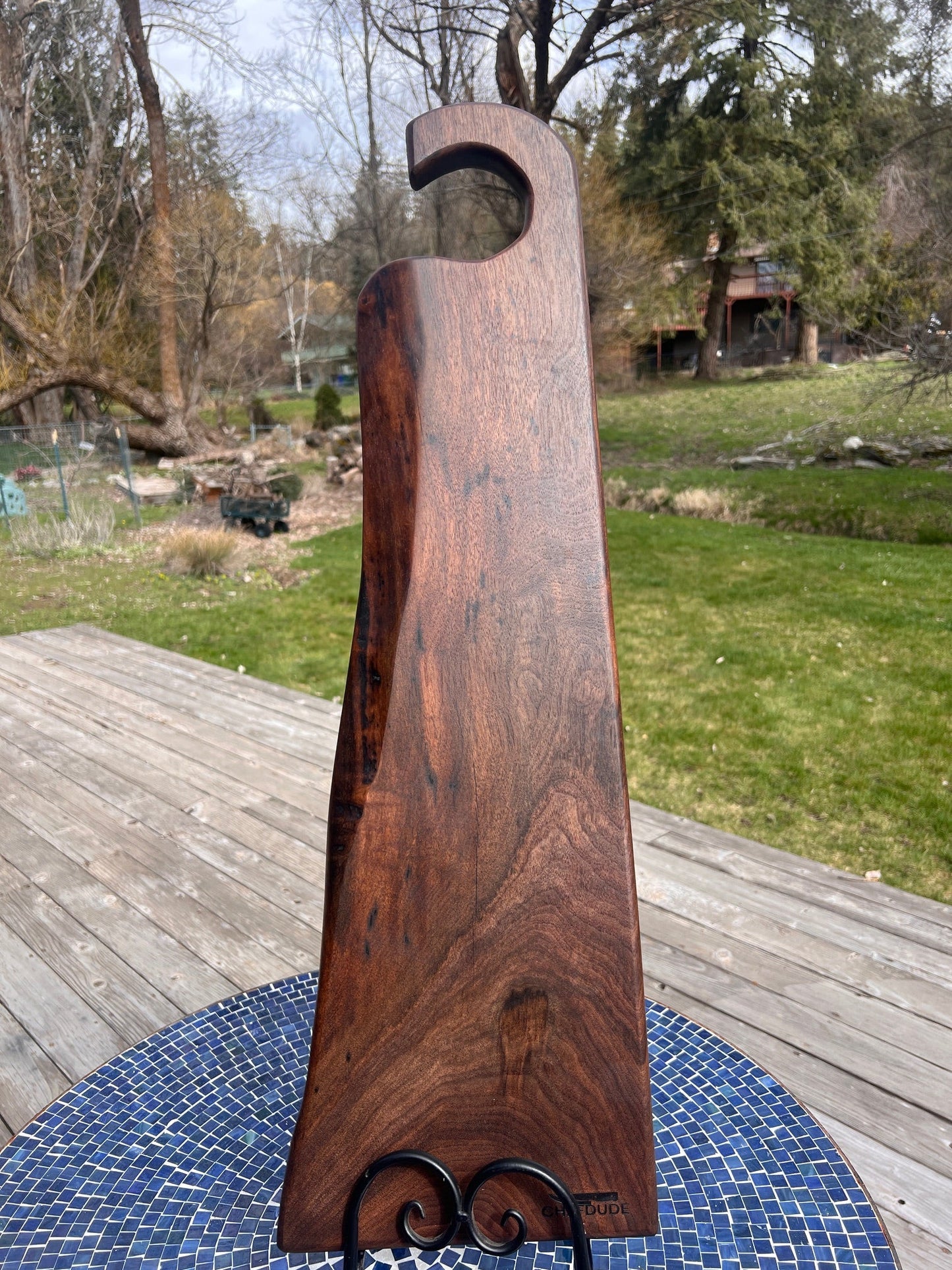 Signature Series: Long Oregon Black Walnut Charcuterie Board with Cane Handle - Chefdude Boards