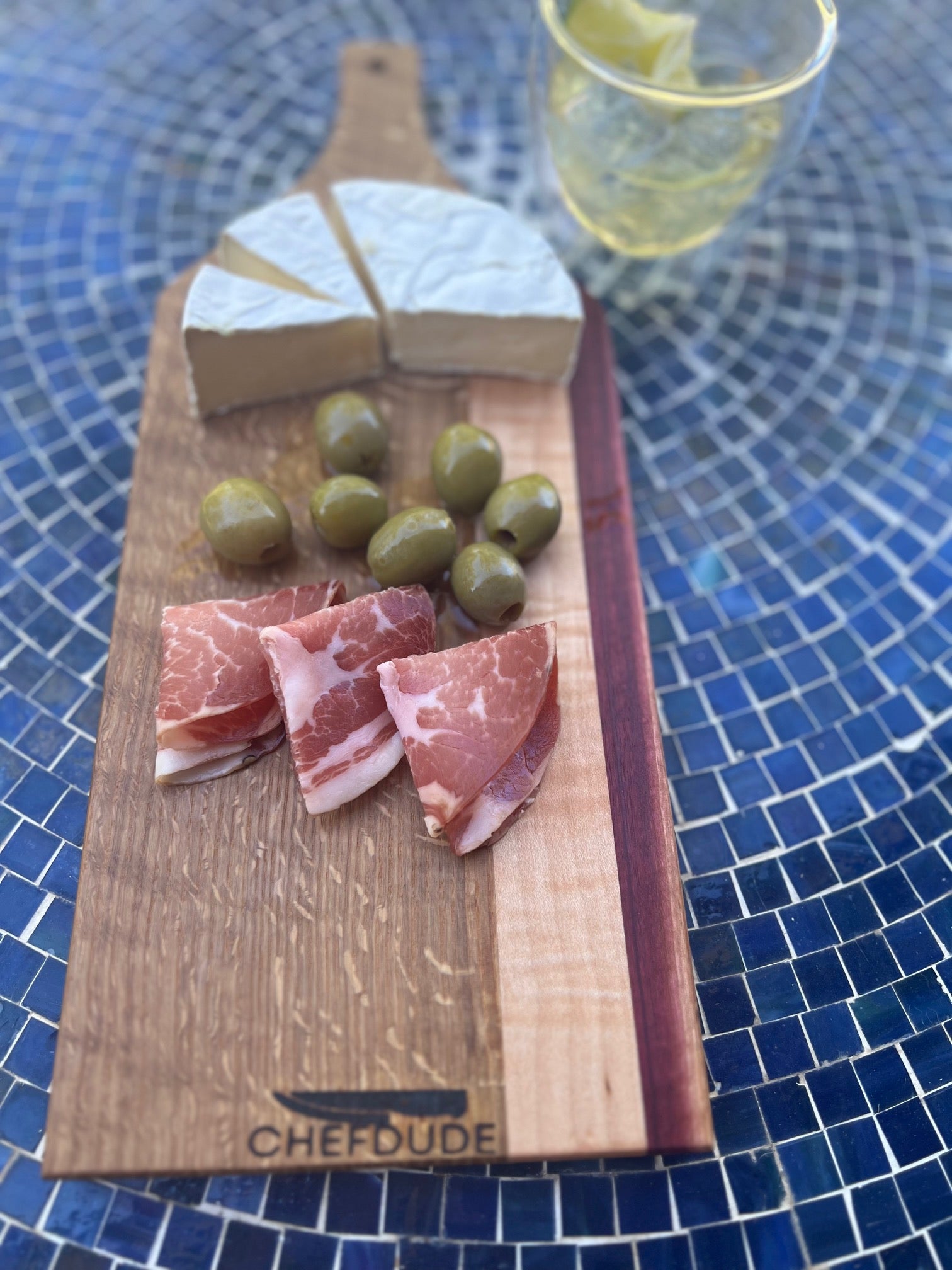 Small Artisan Cutting Board – White Oak, Figured Maple & Purpleheart - Chefdude Boards