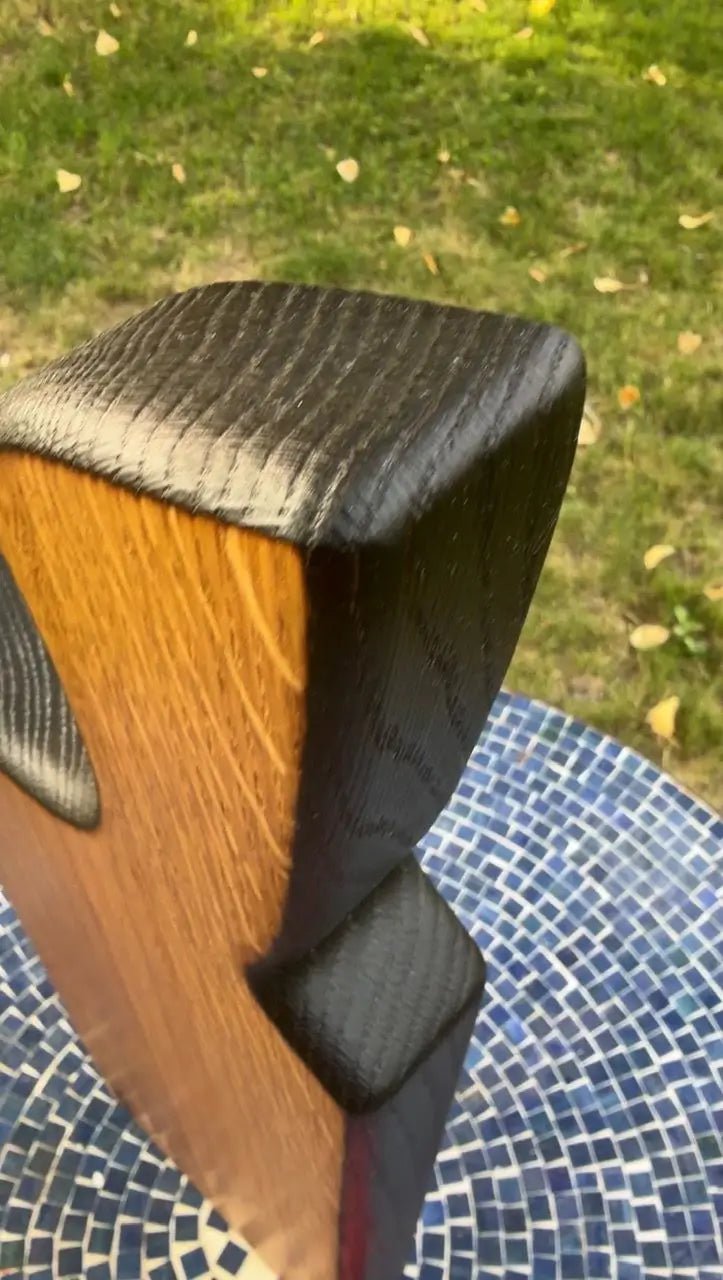 Solid White Oak Chopping Block with Yakisugi Edges — 20" - Chefdude Boards