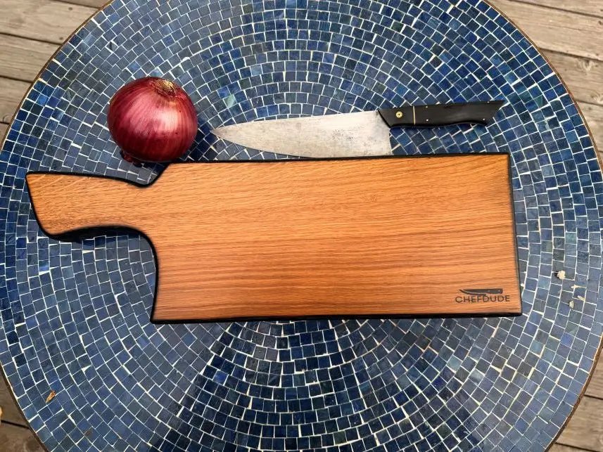 Solid White Oak Chopping Block with Yakisugi Edges — 20" - Chefdude Boards