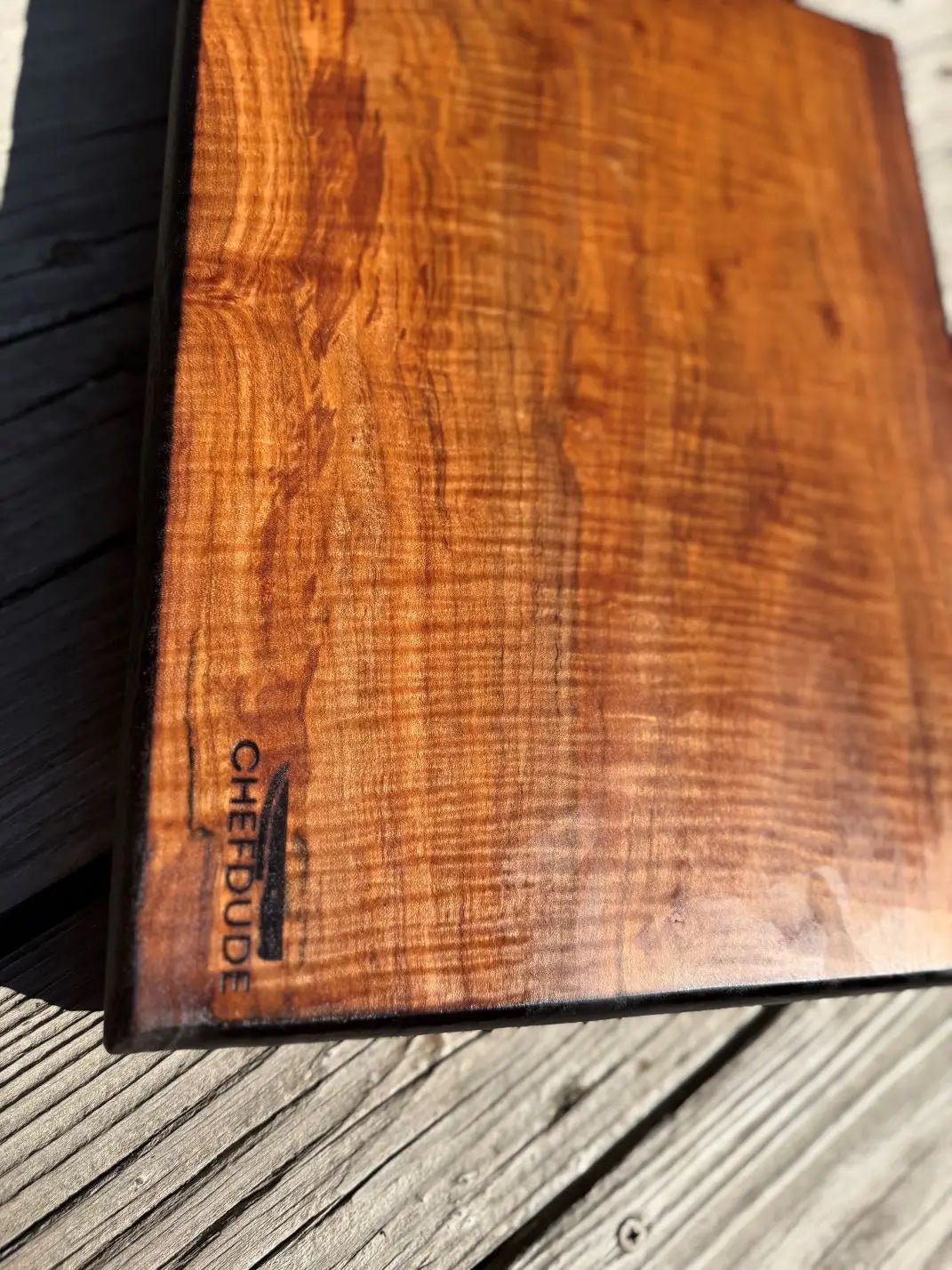 Spalted Curly Maple Chopping Block — Yakisugi Edges - Chefdude Boards