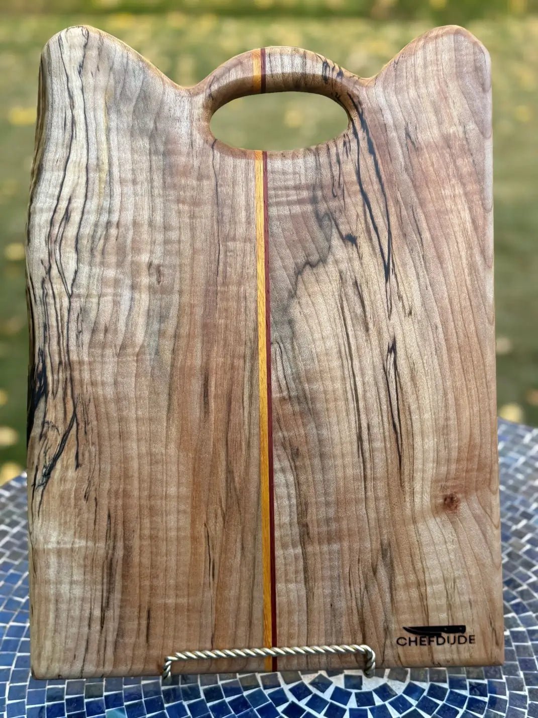 Spalted Maple Serving Board – Purpleheart & Osage Orange Accents - Chefdude Boards