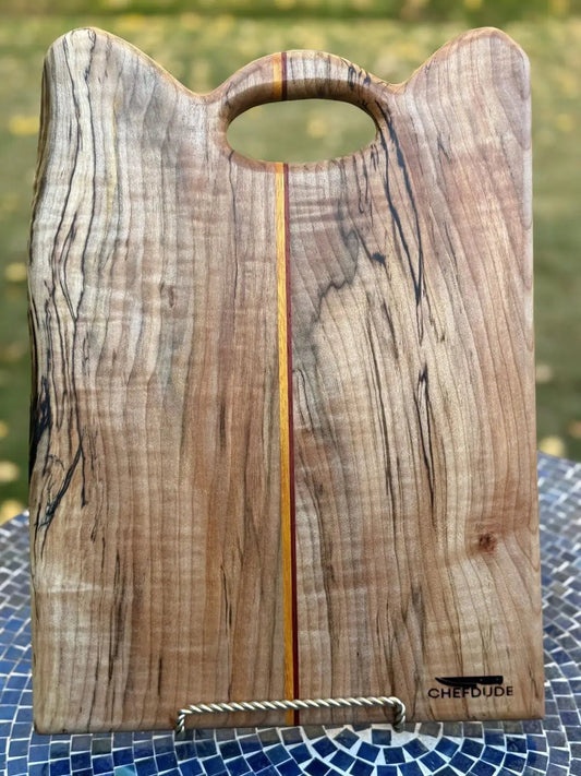 Spalted Maple Serving Board – Purpleheart & Osage Orange Accents - Chefdude Boards