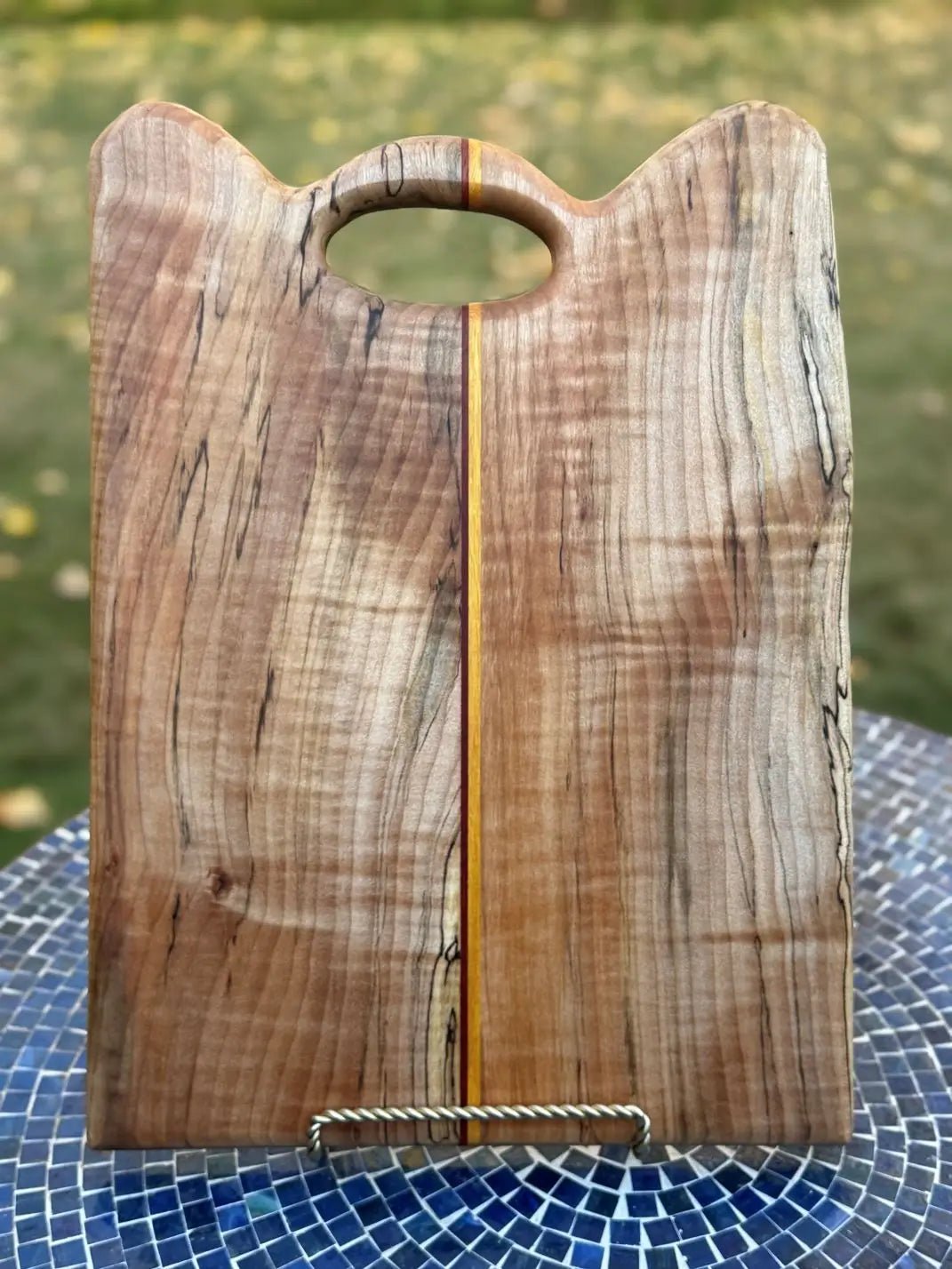 Spalted Maple Serving Board – Purpleheart & Osage Orange Accents - Chefdude Boards