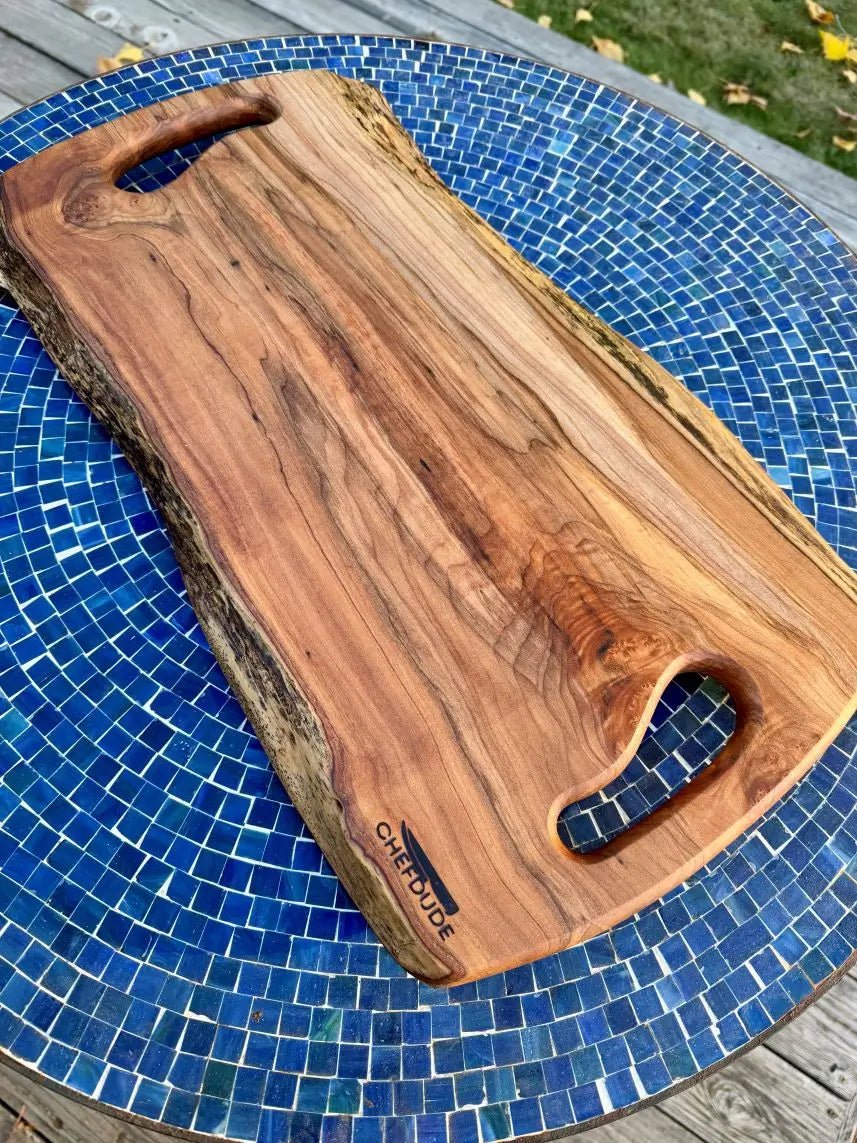 Spalted Maple Serving Tray – Live Edges & Sculpted Handholds - Chefdude Boards