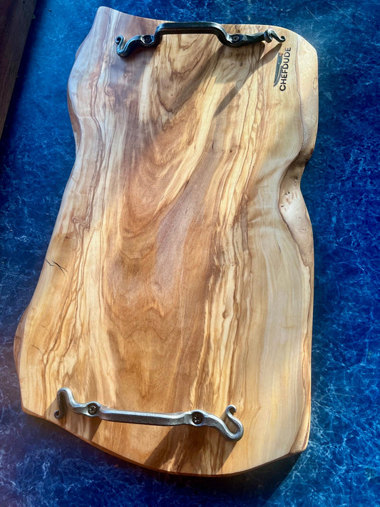 Stunning Live Edge Olive Wood Charcuterie Board - Chefdude Boards
