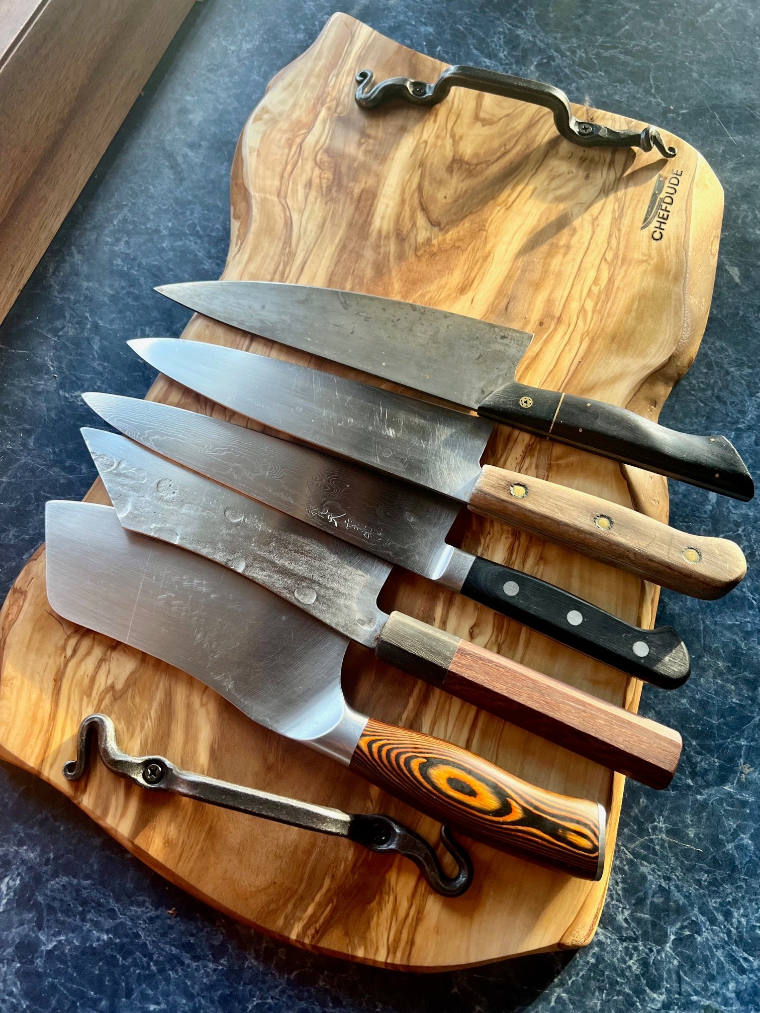 Stunning Live Edge Olive Wood Charcuterie Board - Chefdude Boards
