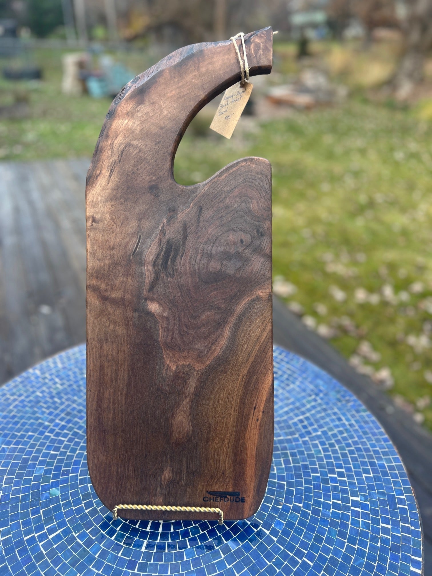 Uniquely - Shaped Black Walnut Board with Built - in Handle - Chefdude Boards